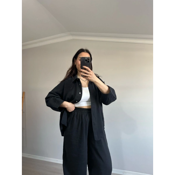 Tensel Kumaş Şalvar Gömlekli Takım