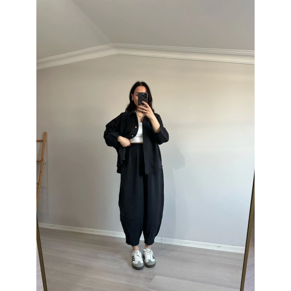 Tensel Kumaş Şalvar Gömlekli Takım