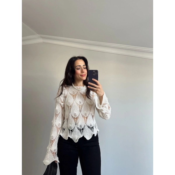 Yaprak Desen Merserize Bluz