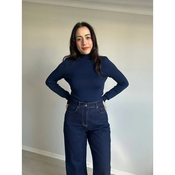 Yarım Balıkçı Lacivert Triko Badi