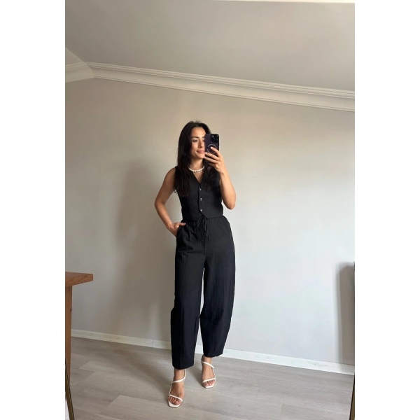 Yelek Pantolon Takım Siyah