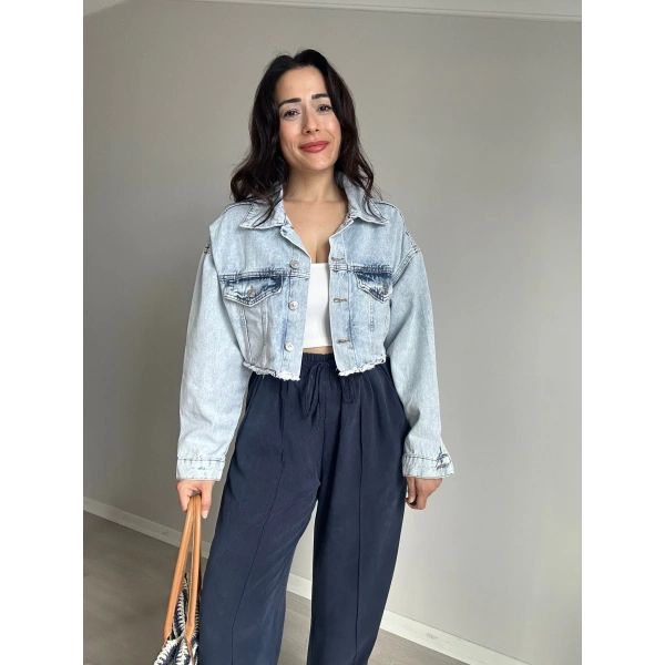 Yıkamalı Kısa Kot Ceket