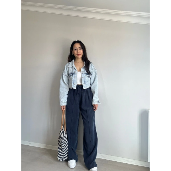 Yıkamalı Kısa Kot Ceket