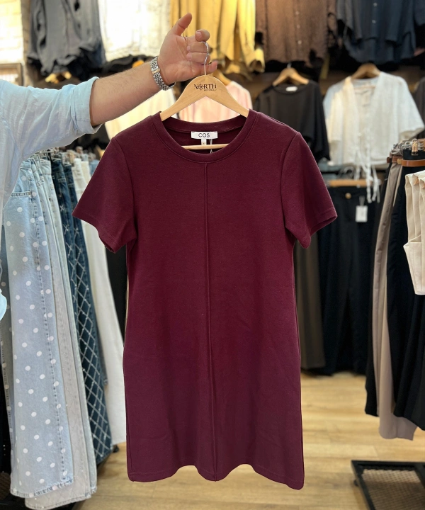 Bordo Basic Lacoste Kumaş Elbise