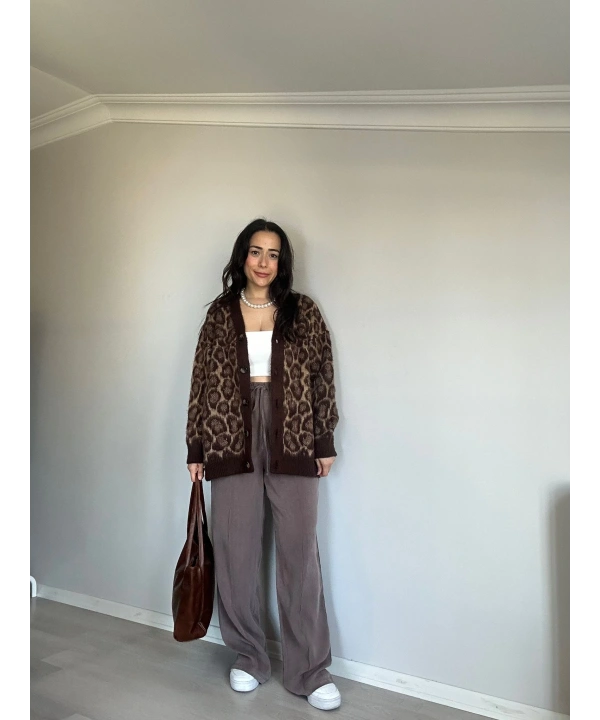 Leopar Desen Hırka