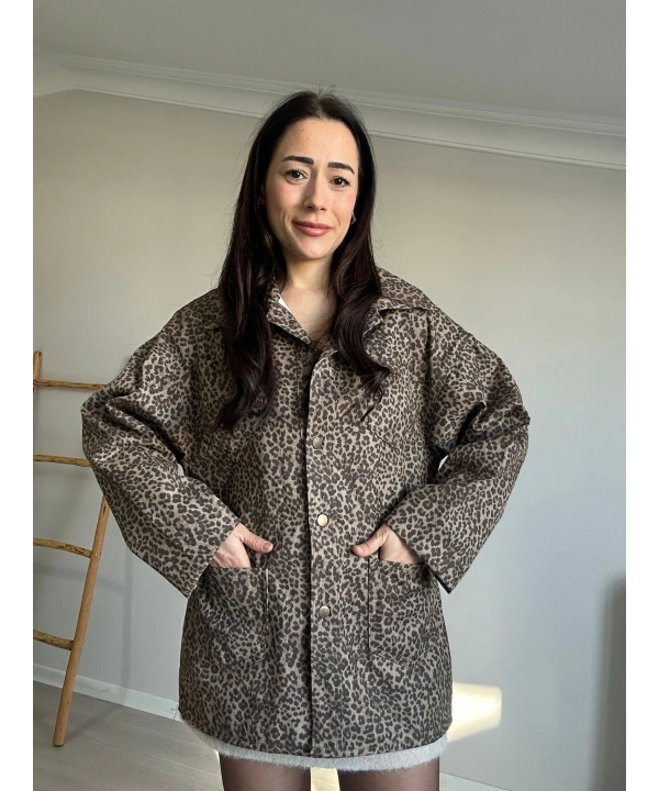 Leopar Desen Trençkot