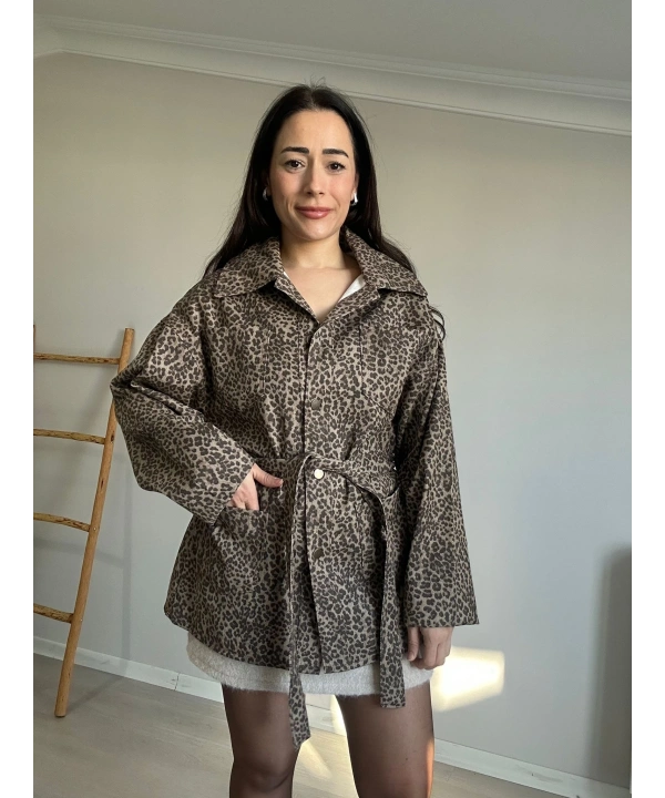 Leopar Desen Trençkot