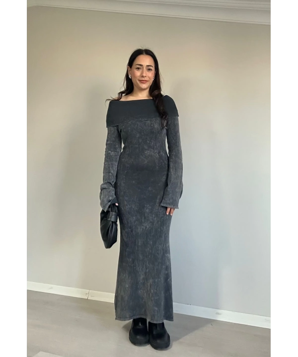 Madonna Yaka Yıkamalı Elbise