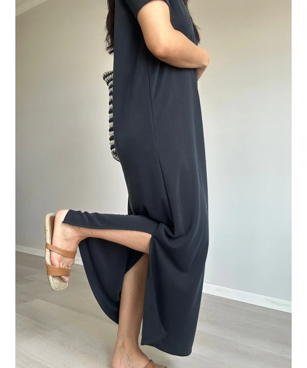 Modal Kumaş Basic Elbise Siyah