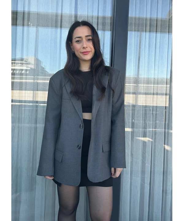 Oversize Astarlı Blazer Ceket Antrasit