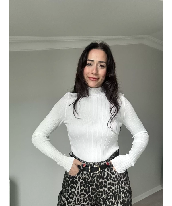Siyah Beyaz 2li Yarım Balıkçı Fitilli Triko Badi