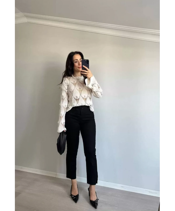 Yaprak Desen Merserize Bluz