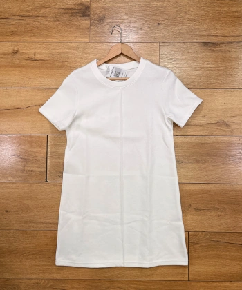 Beyaz Basic Lacoste Kumaş Elbise