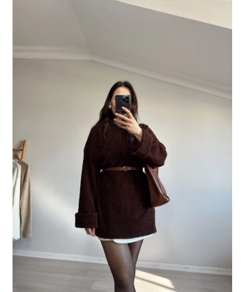 Buklet Oversize Kazak Kahve