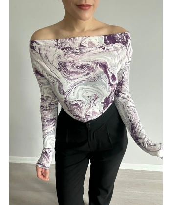 Kayık Yaka Likralı Bluz