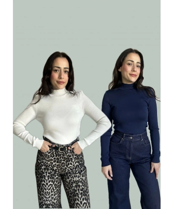 Lacivert Beyaz 2li Triko Badi