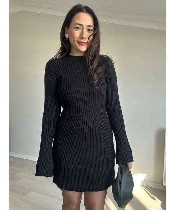 Mini Triko Siyah Elbise