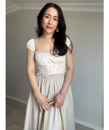 Önden Bağlamalı Büstiyer Beyaz