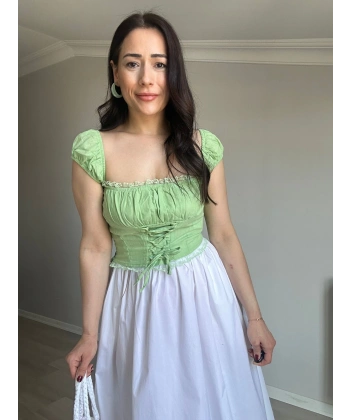 Önden Bağlamalı Büstiyer Yeşil