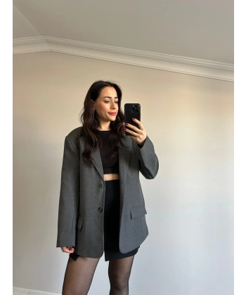 Oversize Astarlı Blazer Ceket Antrasit