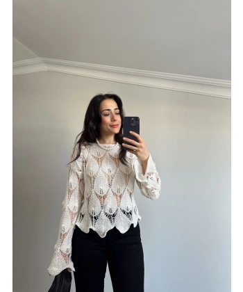 Yaprak Desen Merserize Bluz