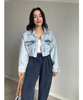 Yıkamalı Kısa Kot Ceket