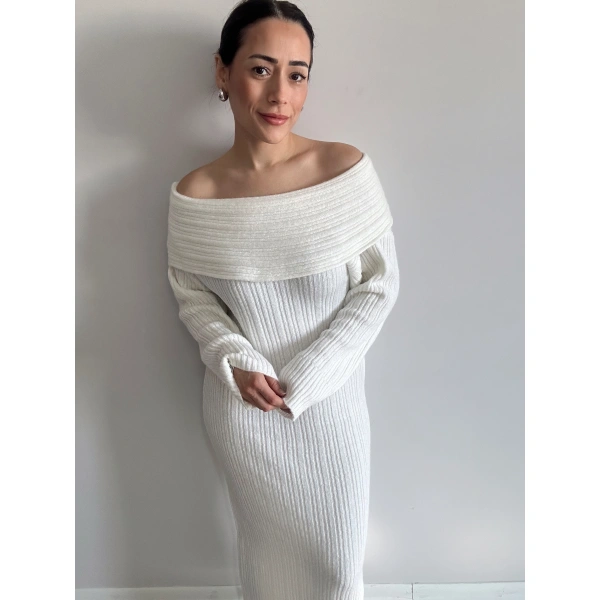 Madonna Yaka Triko Elbise