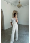 Bol Paça Payet Pantolon-BEYAZ