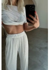 Bol Paça Payet Pantolon-BEYAZ