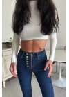 Düğme Detaylı Jean