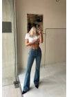 Düğmeli Flare Kesim Jean