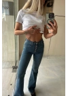 Düğmeli Flare Kesim Jean