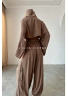 Keten Şalvar Pantolon-KAHVE