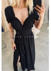 Kol Detay Maxi Elbise-SİYAH
