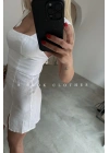 Mini Keten Elbise-BEYAZ