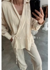Müslin Kimono Gömlek-BEJ