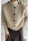 Omuzda Düğme Detaylı Kazak