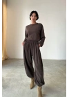 Rayon Pantolon Takım-Kahve
