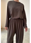 Rayon Pantolon Takım-Kahve
