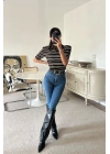 Vatkalı Triko Bluz