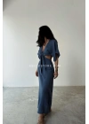 Naturel elbise - PETROL MAVİSİ