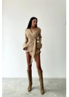 SOFIA KETEN ELBİSE - BEJ
