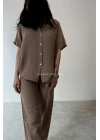 Yarım Kol Gömlek - KAHVERENGİ