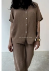 Yarım Kol Gömlek - KAHVERENGİ