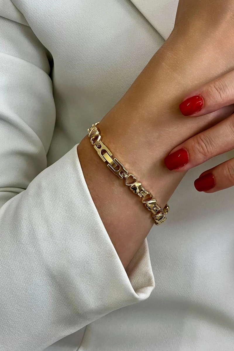 Kalp Kordon Gold İçi Lacivert Kadın Kol Saati