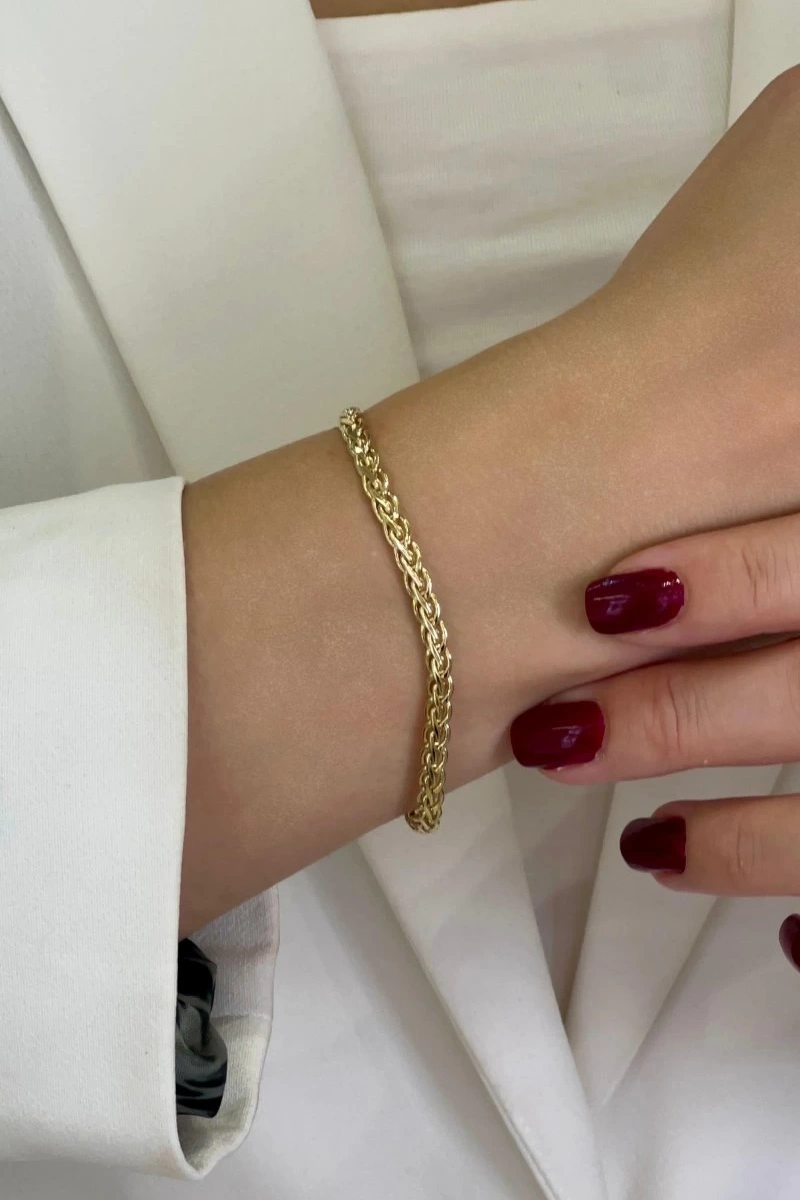 Örgü Model Gold Altın Kaplama Bİleklik
