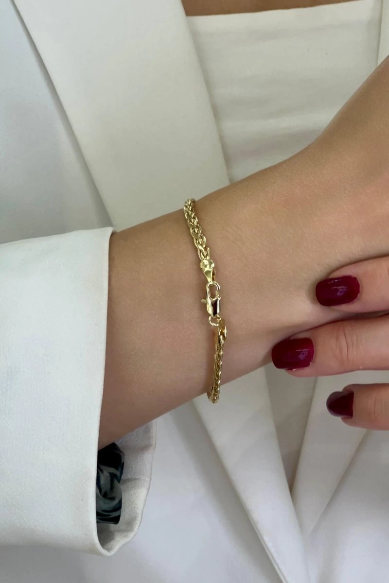 Örgü Model Gold Altın Kaplama Bİleklik