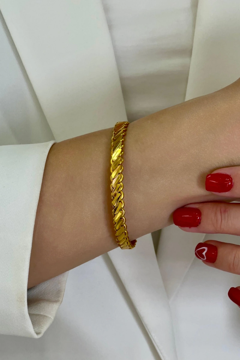 Arpa Model Gold Altın Kaplama Bilezik