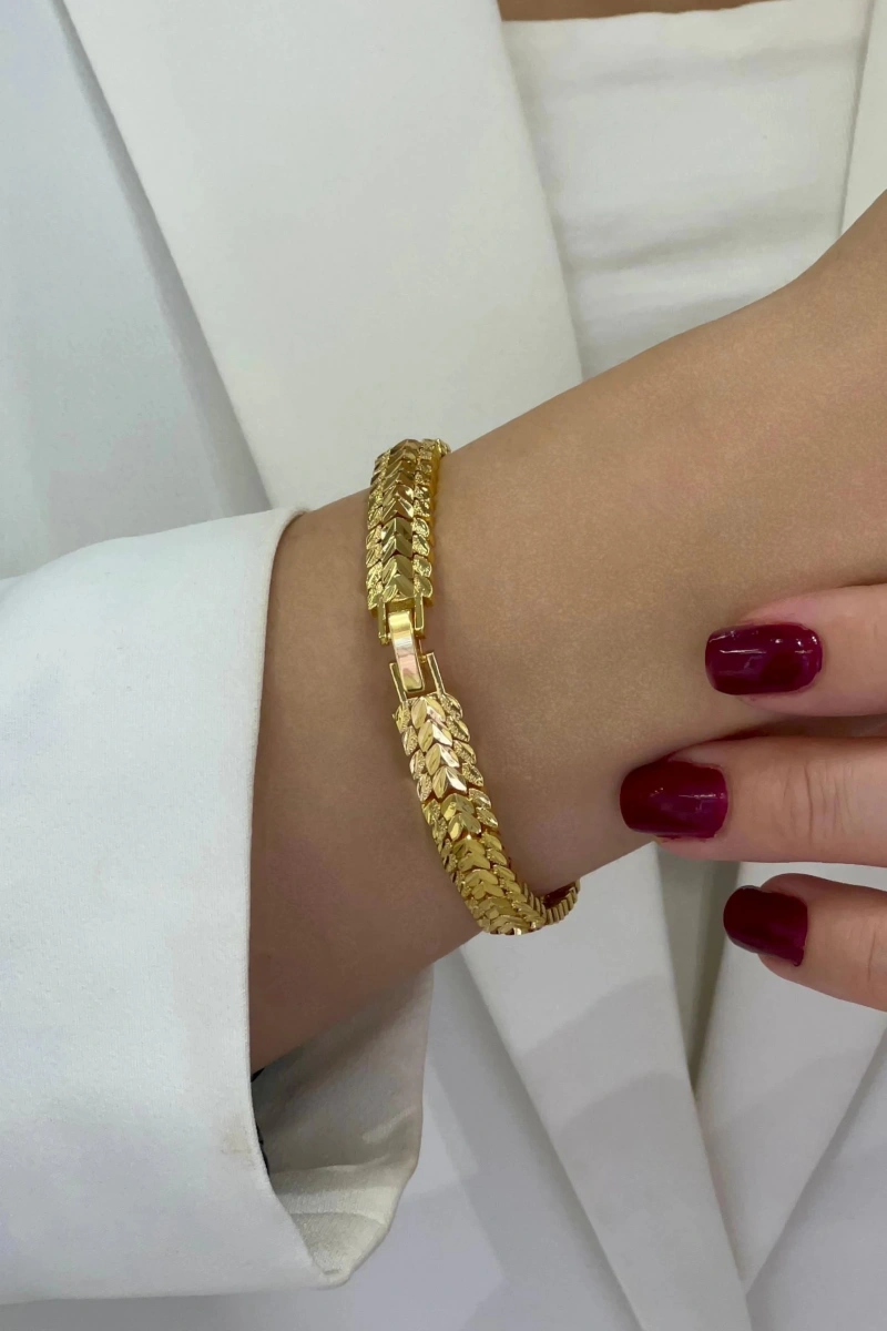 Yaprak Kuyum Model Gold Altın Kaplama Bileklik