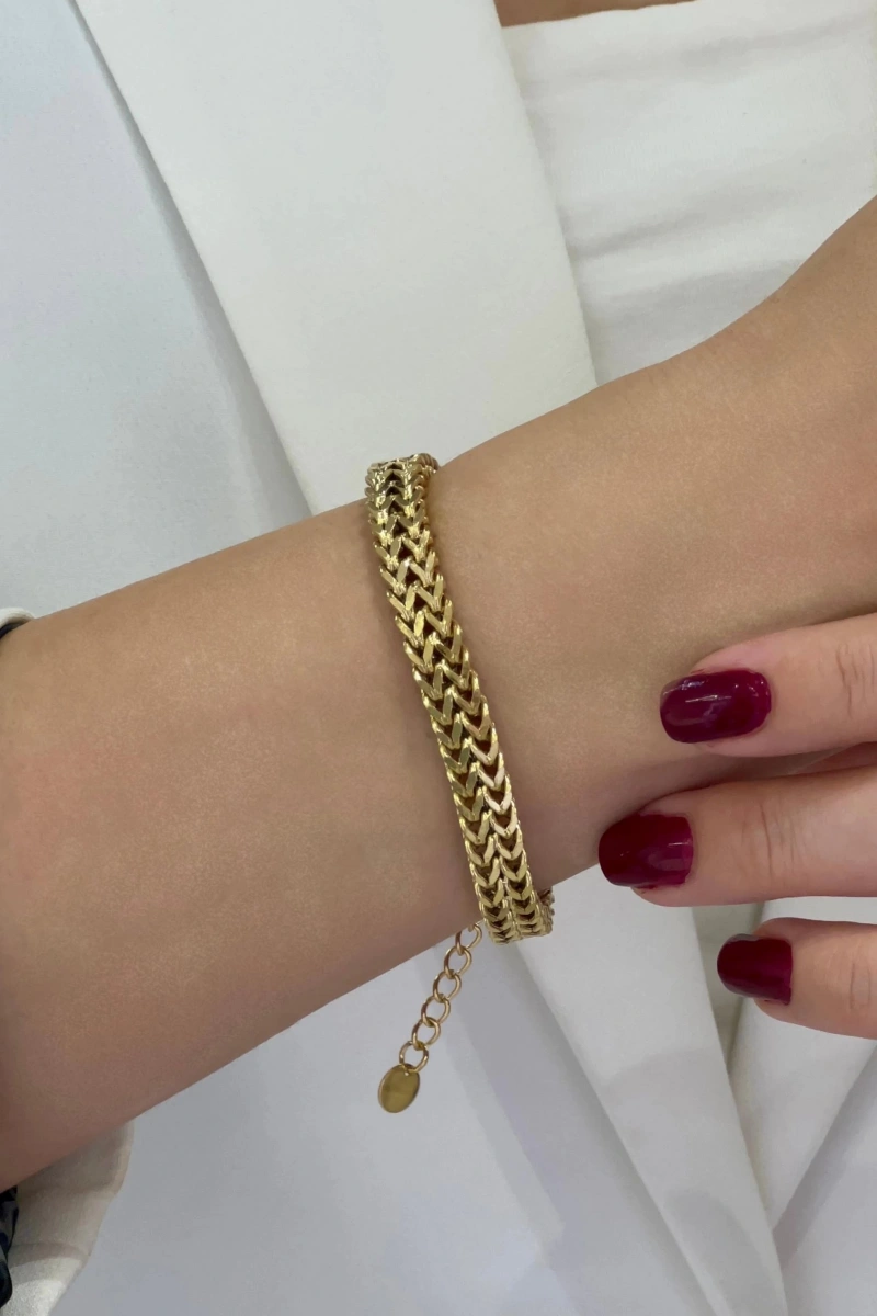 Sırma Model Gold Altın Kaplama Çelik Bileklik